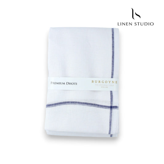 Purple Thin Border - Pure Linen Dhoti by Burgoyne - Linen Studio