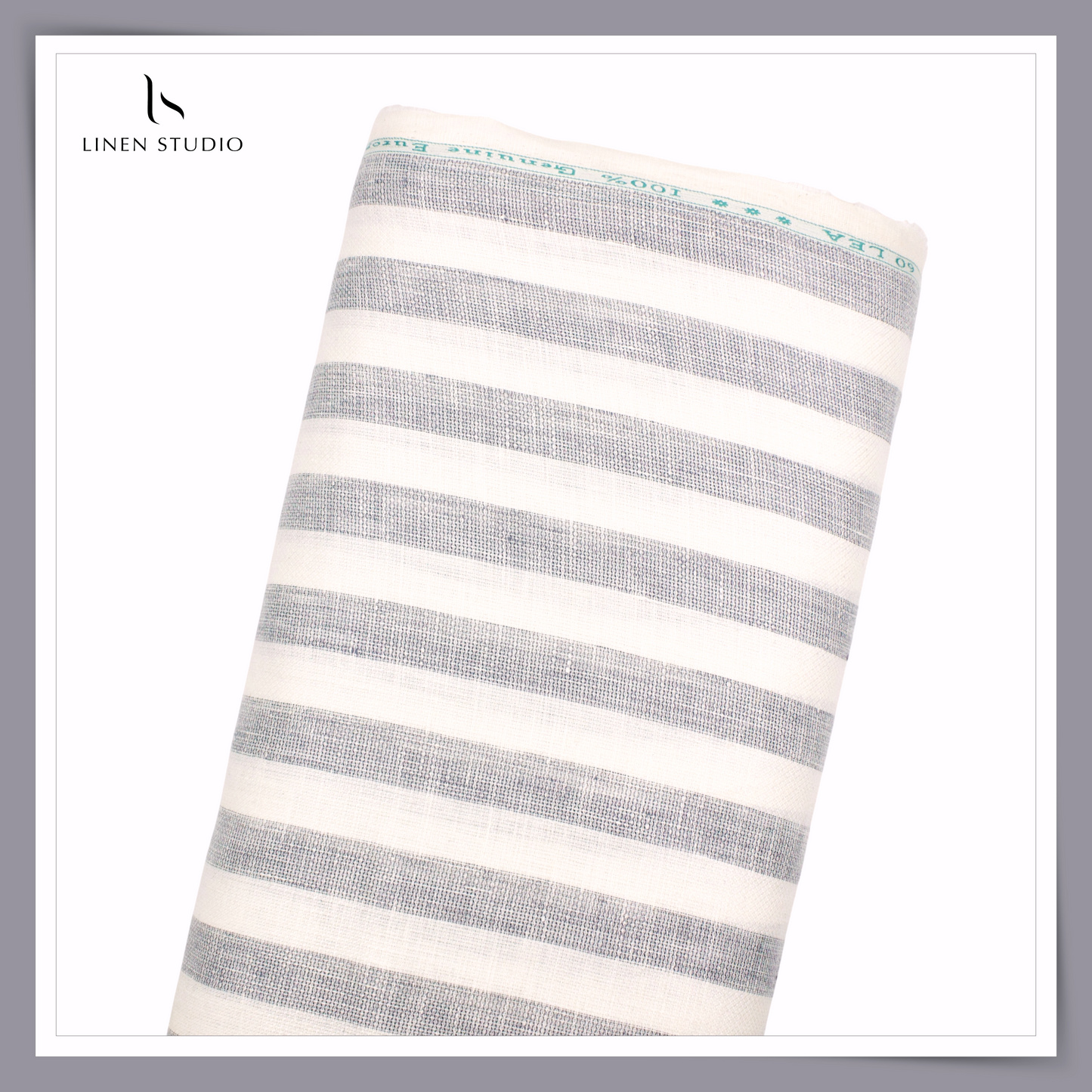 60 Lea Pure European Linen Netted Shirting - White & Grey (30% SALE) (NEW) (Zoom In)