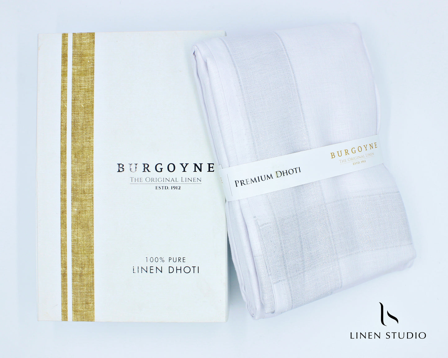 Silver Zari - Pure Linen Dhoti by Burgoyne - Linen Studio