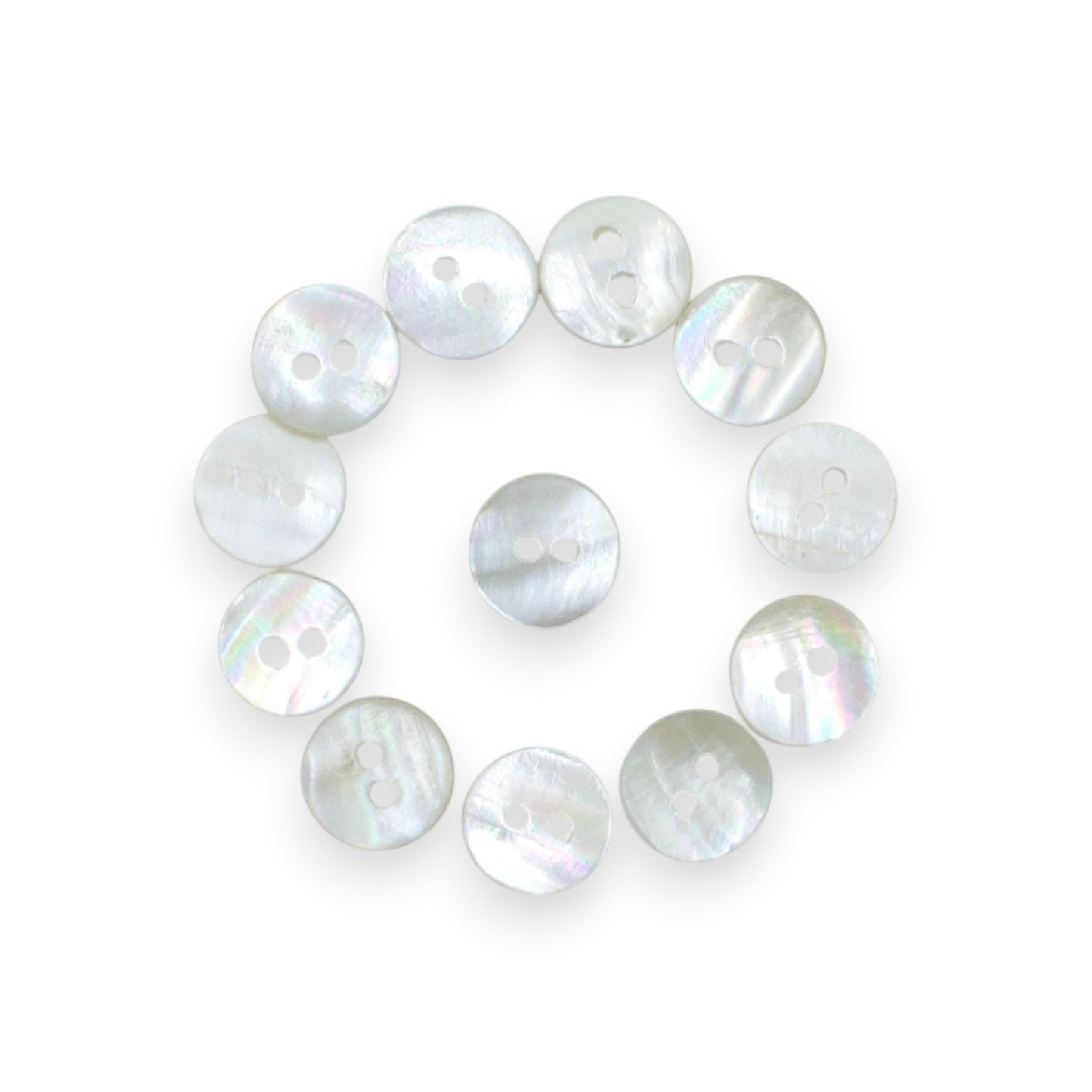Round Rimless 2 Hole Mother Of Pearl Fancy Shirt Buttons With Cream Undertone