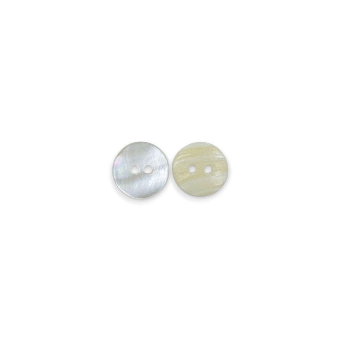 Round Rimless 2 Hole Mother Of Pearl Fancy Shirt Buttons With Cream Undertone