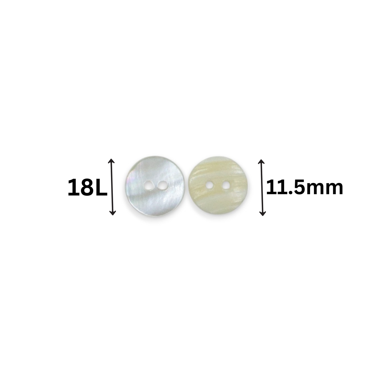 Round Rimless 2 Hole Mother Of Pearl Fancy Shirt Buttons With Cream Undertone