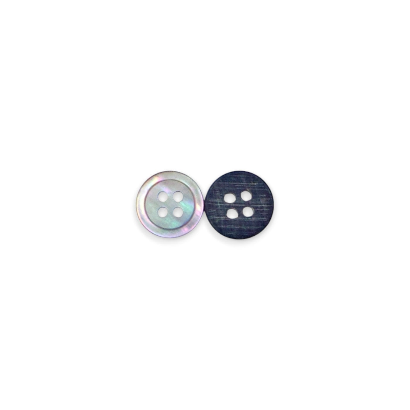Round Rim 4 Hole Mother Of Pearl Fancy Shirt Buttons With Grey Undertone