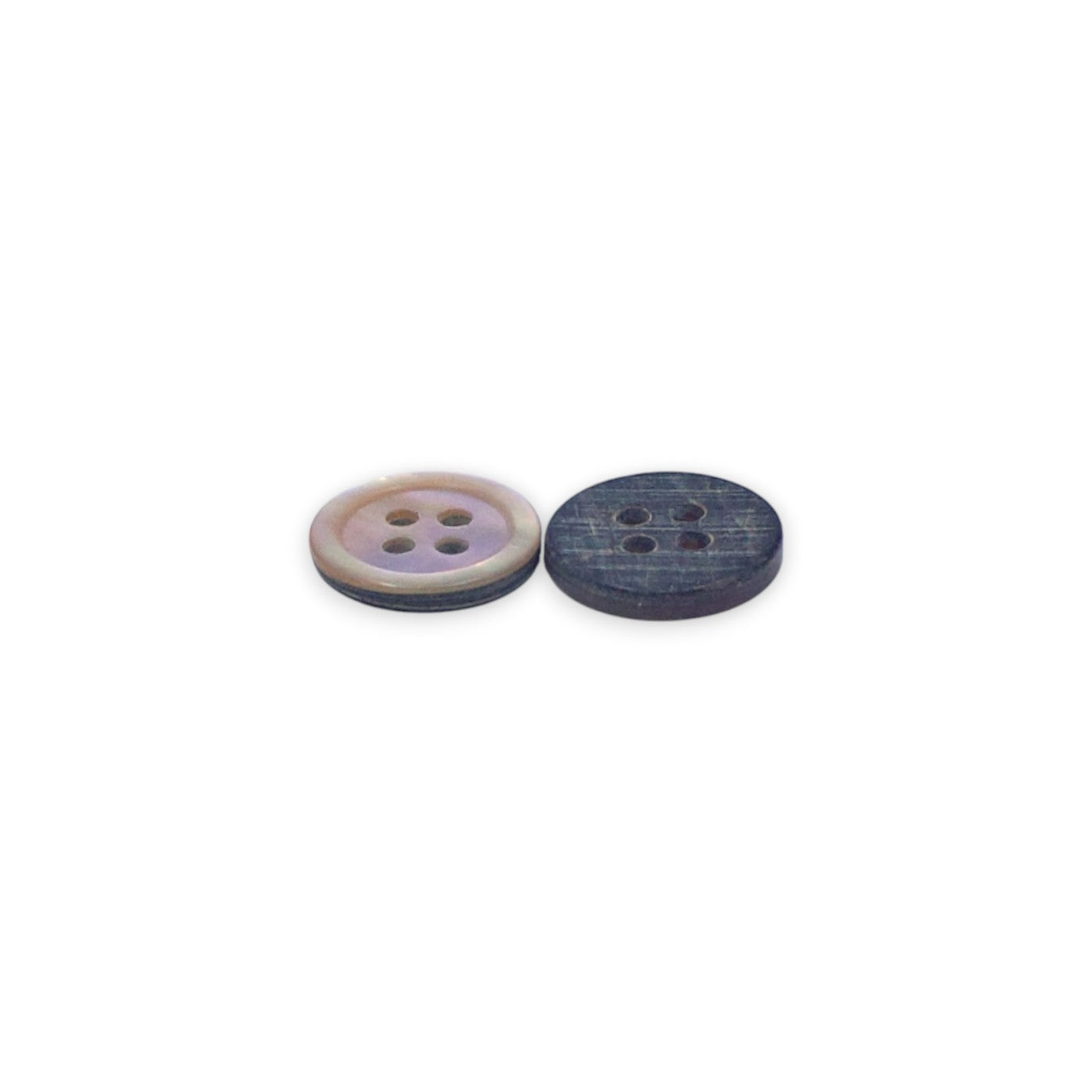 Round Rim 4 Hole Mother Of Pearl Fancy Shirt Buttons With Grey Undertone