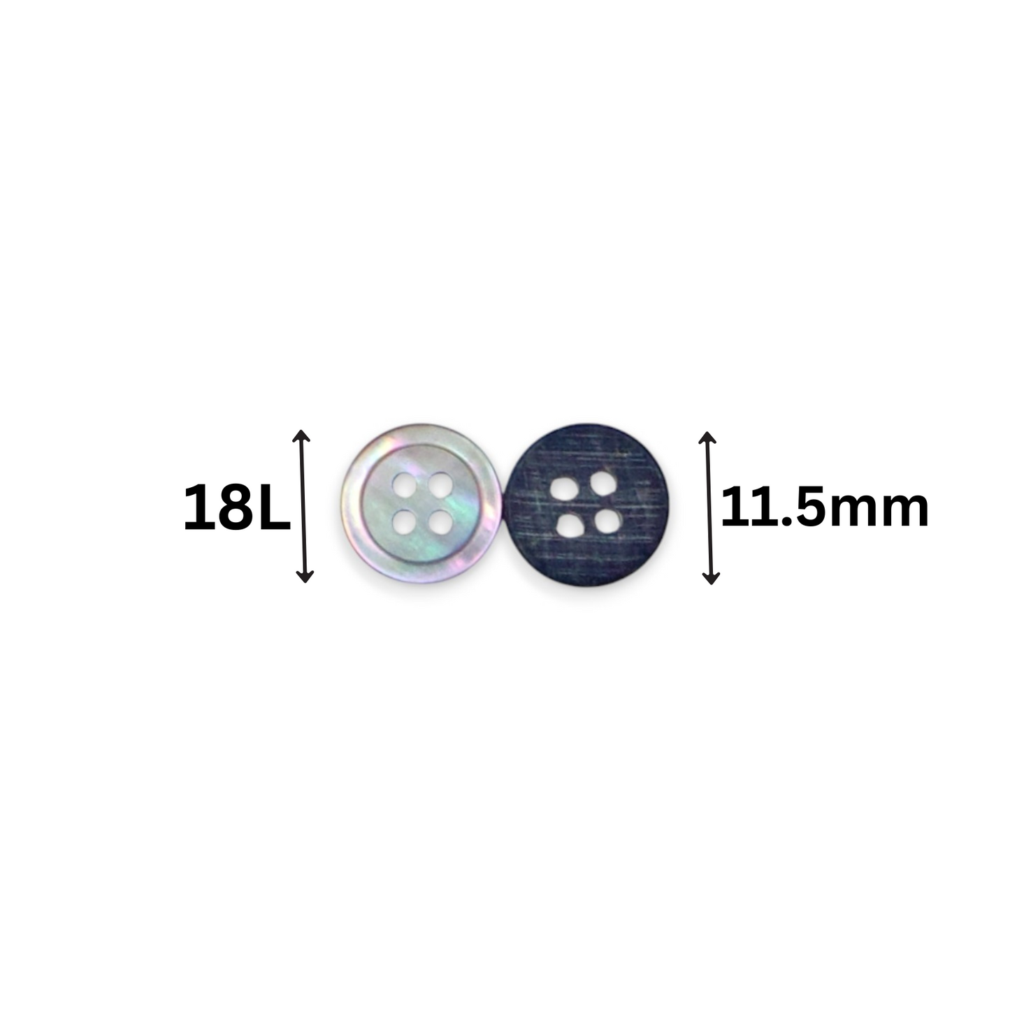 Round Rim 4 Hole Mother Of Pearl Fancy Shirt Buttons With Grey Undertone