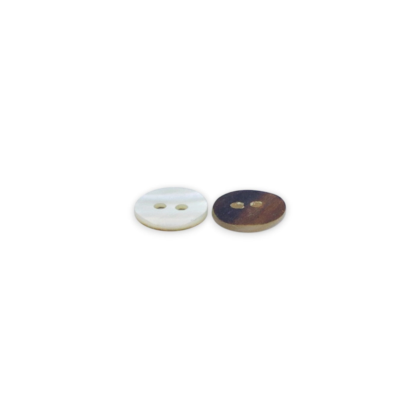 Round Rimless 2 Hole Mother Of Pearl Fancy Shirt Buttons With Brown Undertone