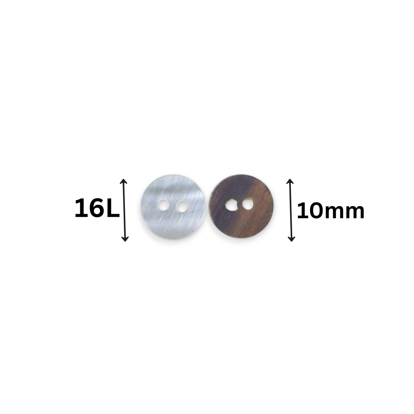 Round Rimless 2 Hole Mother Of Pearl Fancy Shirt Buttons With Brown Undertone