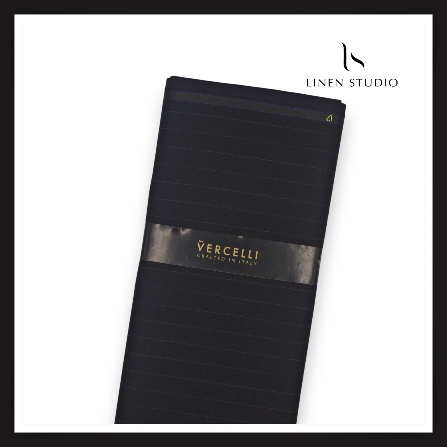 Super 150's Australian Merino Wool by Vercelli - Black with Classic Stripes (NEW)