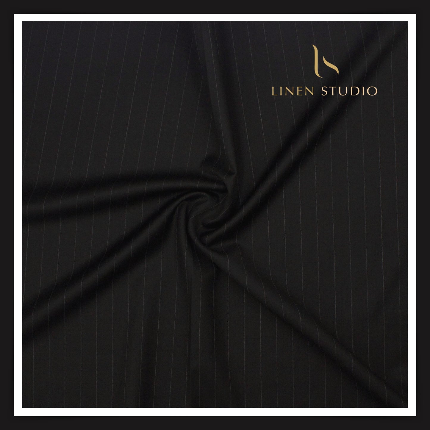 Super 150's Australian Merino Wool by Vercelli - Black with Classic Stripes (NEW)