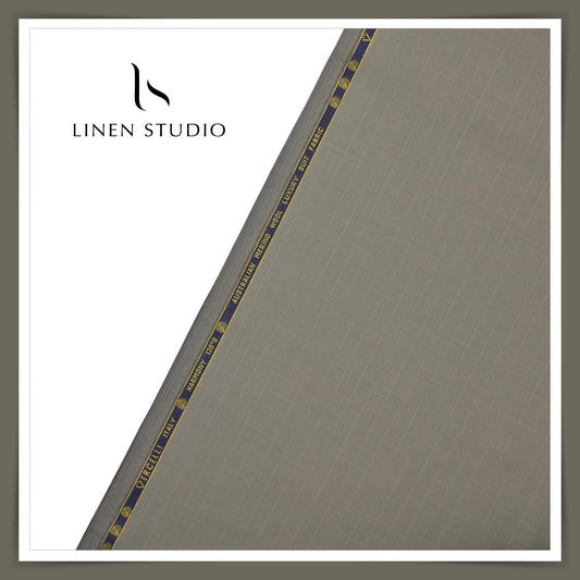 130's Australian Merino Wool by Vercelli - Granite Grey Stripes (NEW)