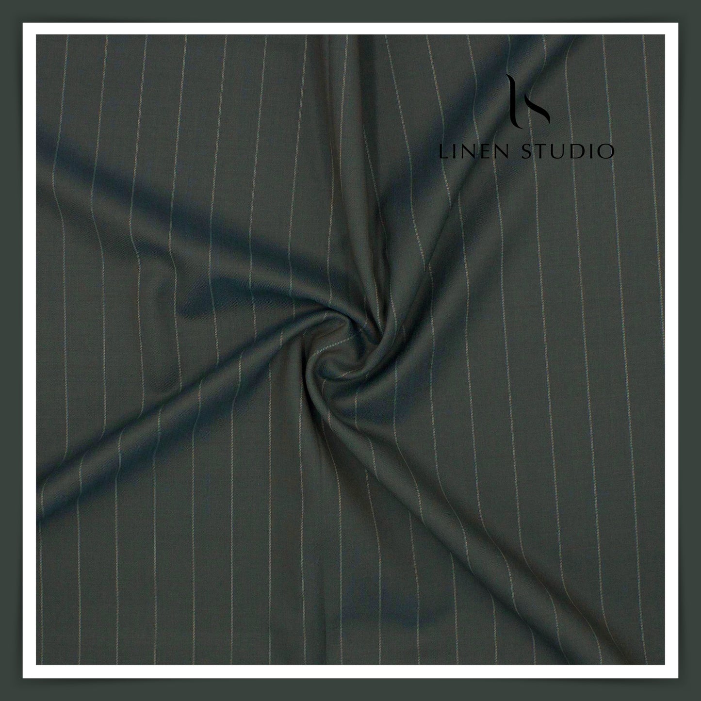 130's Australian Merino Wool by Vercelli - Lunar Green Stripes (NEW)