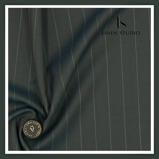 130's Australian Merino Wool by Vercelli - Lunar Green Stripes (NEW)