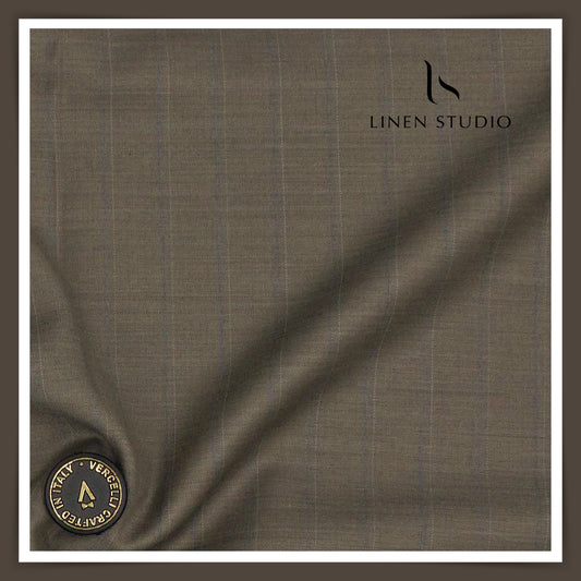 130's Australian Merino Wool by Vercelli - Light Brown Stripes (NEW)