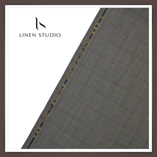 130's Australian Merino Wool by Vercelli - Steel Grey Subtle Checks (NEW)