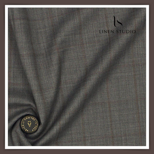 130's Australian Merino Wool by Vercelli - Steel Grey Subtle Checks (NEW)