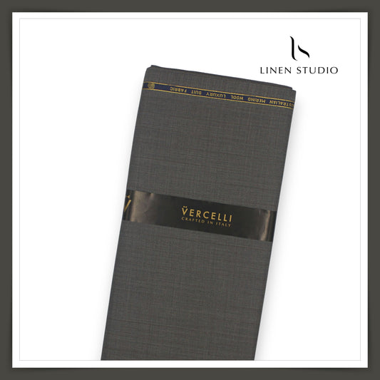 130's Australian Merino Wool by Vercelli - Gravel Grey Subtle Stripes (NEW)