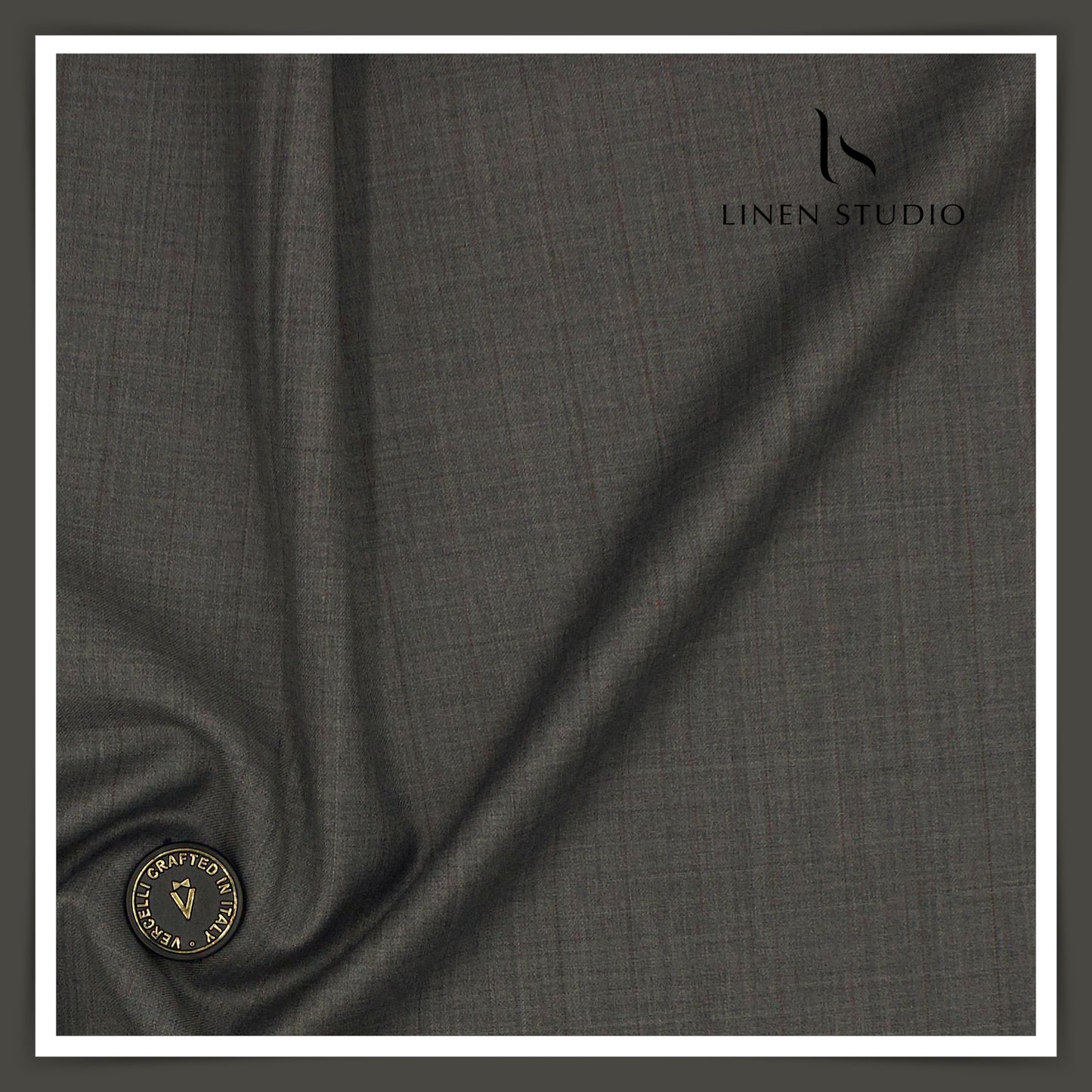 130's Australian Merino Wool by Vercelli - Gravel Grey Subtle Stripes (NEW)