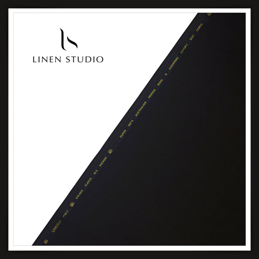 160's Cashmere & Australian Merino Wool Blend by Vercelli - Deepest Black (NEW)