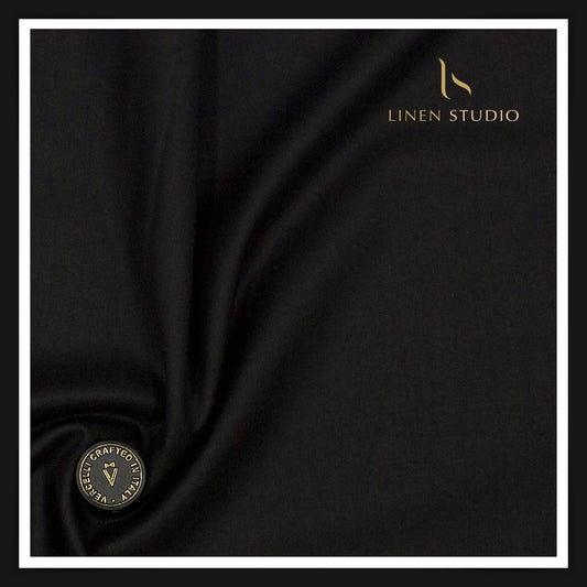 160's Cashmere & Australian Merino Wool Blend by Vercelli - Deepest Black (NEW)