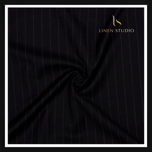 80 CM SUITING - 120'S AUSTRALIAN MERINO WOOL BY VERCELLI ITALY (MILLED FABRIC ) BLACK EB 110 (FLAT RATE)