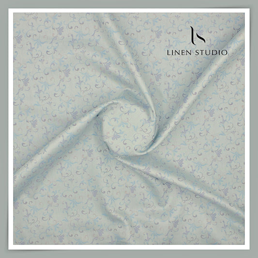100% Finest Supima Cotton Jacquard Shirting by Vercelli Italy - Powder Blue (Fastest Selling)