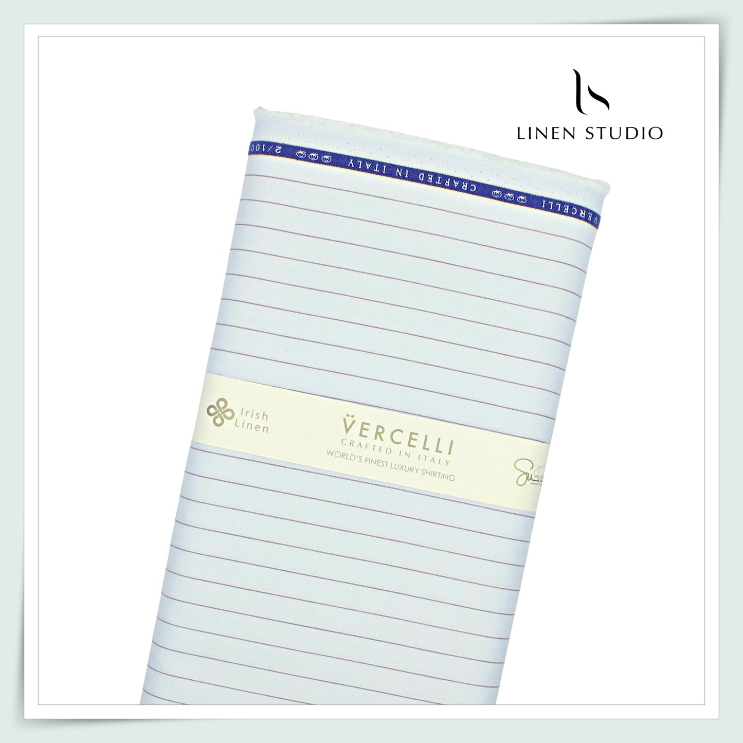 2/100's Finest Supima Cotton by Vercelli - Sky Blue Stripes