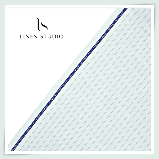 2/100's Finest Supima Cotton by Vercelli - Sky Blue Stripes (Last Few Mtrs)