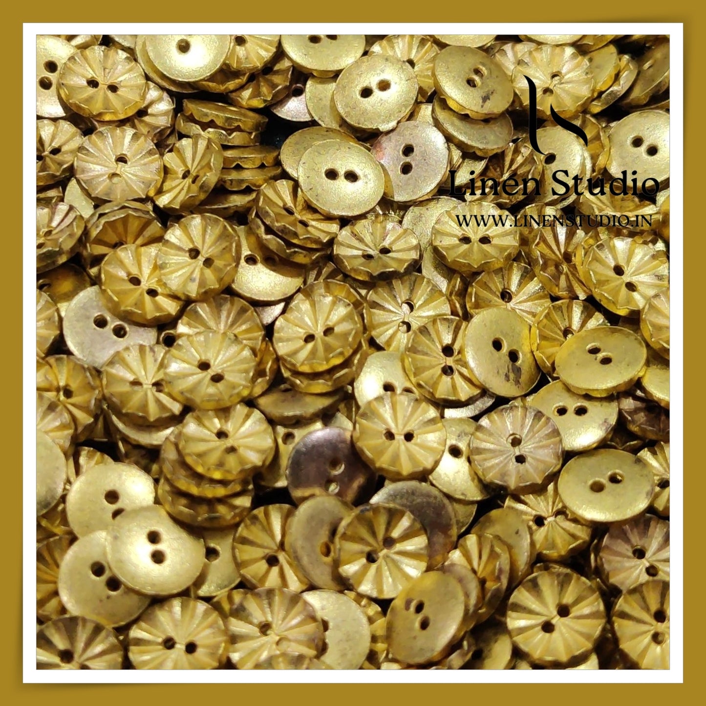 Round Rim 2 Hole Metal Shirt Buttons - Gold 16L 15g LF