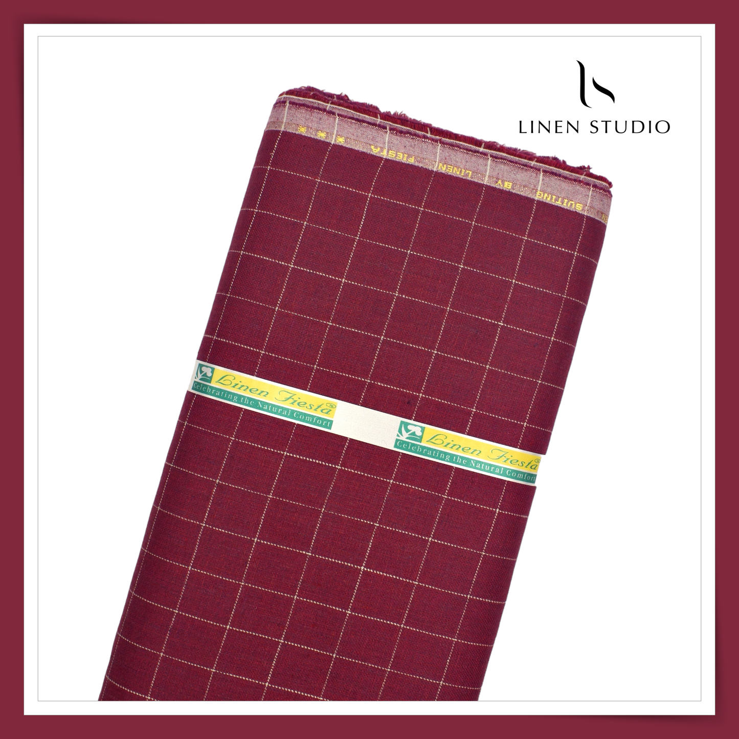 100% Pure Linen 40 Lea Suiting by Linen Fiesta - Classic Sangria Checks (NEW) (65% SALE)