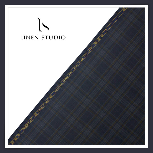 1.00 MTR SUITING - SNOWDRIFT 130'S AUSTRALIAN MERINO MILLED WOOL CHECKS BY VERCELLI EB 108 (FLAT RATE)