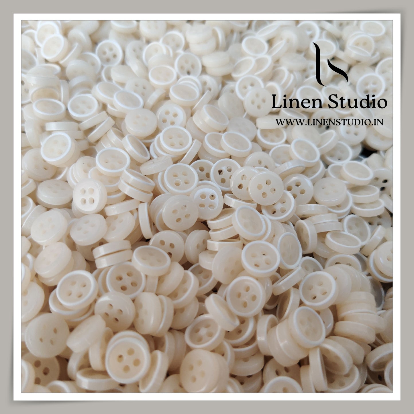 Round Rim 4 Hole White Shirt Buttons - 14L - IMG 1