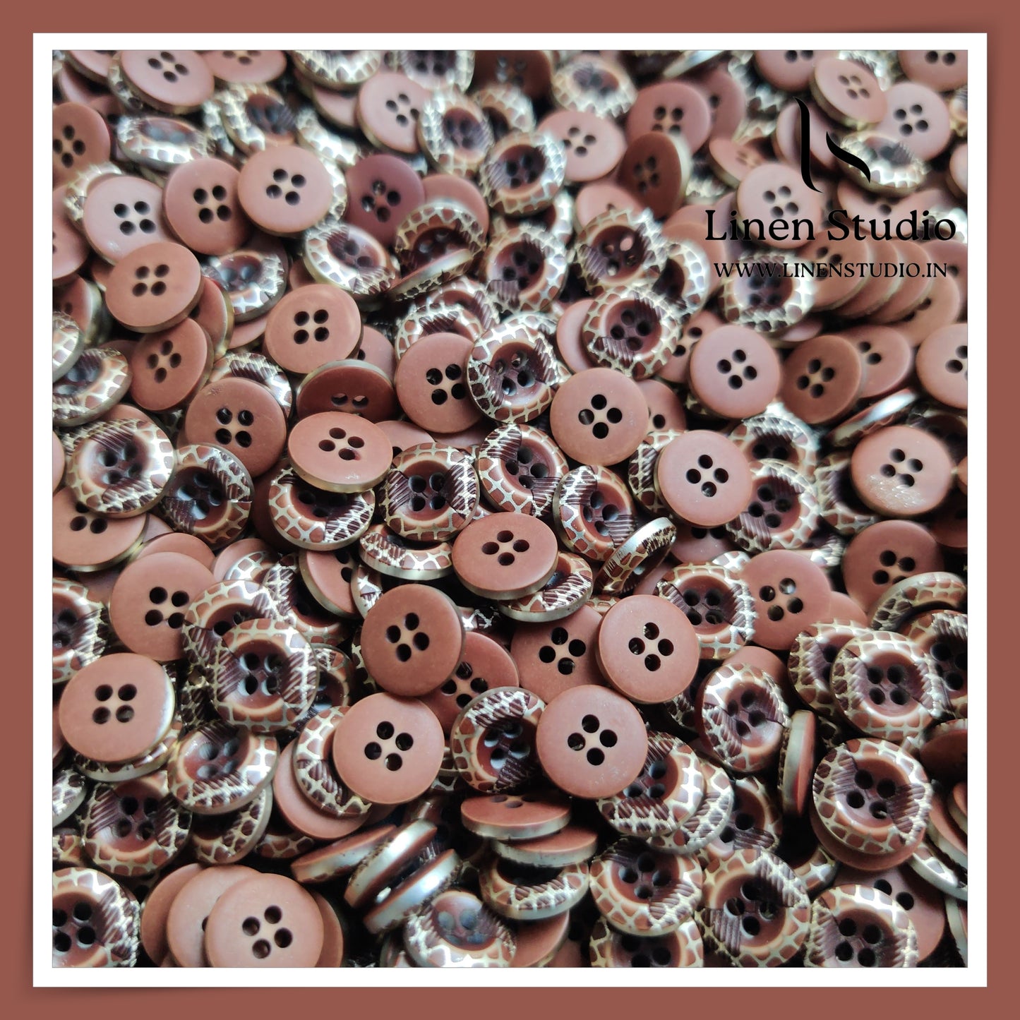Round Rim 4 Hole Ringed Shirt Buttons - 16L - 1