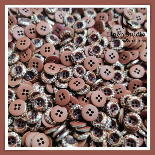 Round Rim 4 Hole Ringed Shirt Buttons - 16L - 1