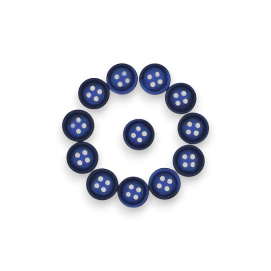 Round Rim 4 Hole Blue Dual Colour Fancy Shirt Buttons