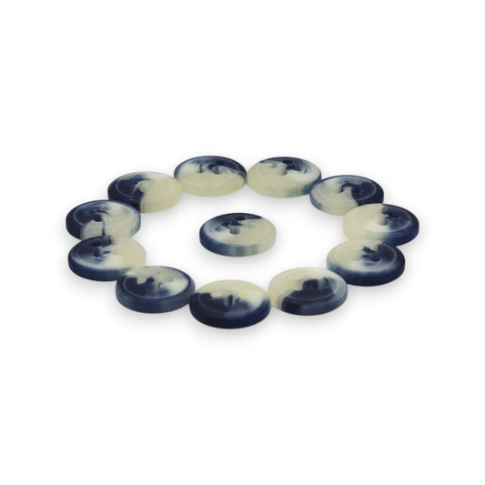Round Rim 4 Hole Blue / Cream Colour Fancy Shirt Buttons