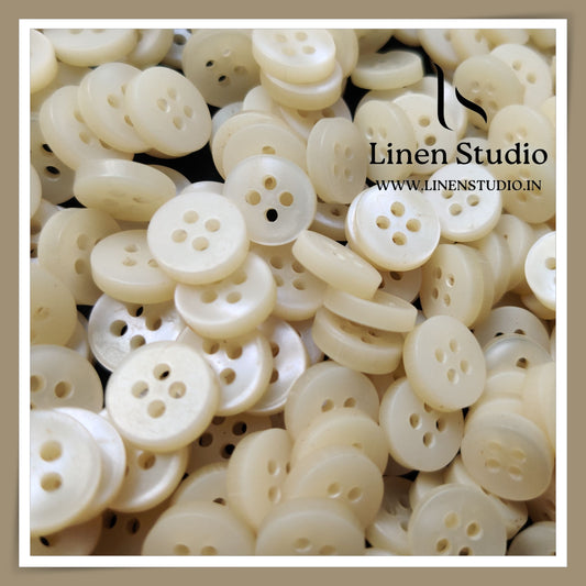 Round Rim 4 Hole White Shirt Buttons - 18L - IMG 2