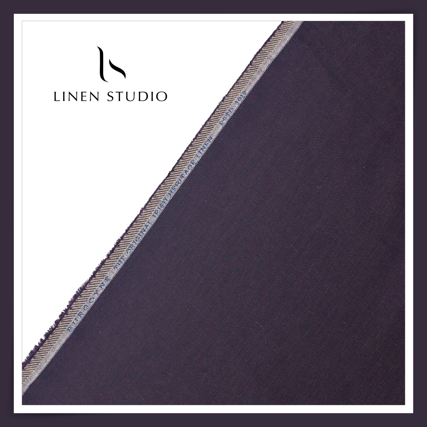 1.10 MTR SUITING - PURE LINEN BY BURGOYNE - EGGPLANT HERRINGBONE (FLAT RATE)