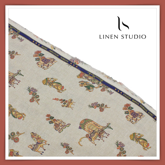 90 CMS SHIRTING - PURE LINEN 70 LEA DIGITAL PRINT BY LINEN MONDE EB 101 (FLAT RATE)
