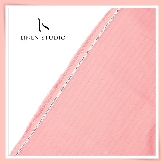 1.40 MTR SHIRTING - 70 LEA PURE LINEN SELF STRIPES BY BURGOYNE EB 102 (FLAT RATE)