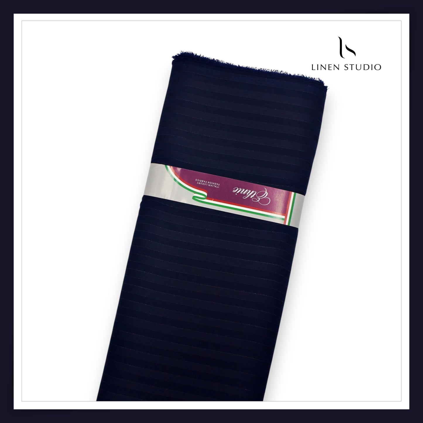 Wrinkle Free Lightweight Polynosic Shirting - Dark Blue Stripes with Mild Silver Zari (NEW)