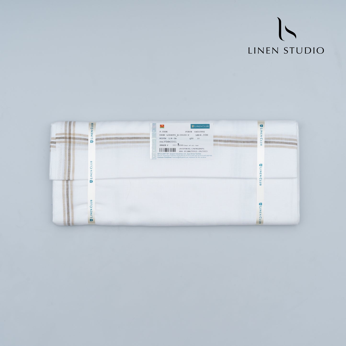 Linen Club Dhoti / Veshti  - D111 (PURE WHITE)