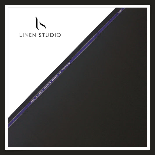 80 CM SUITING - WOOL BLENDED STRETCH BY RAYMOND - BLACK (FLAT RATE)