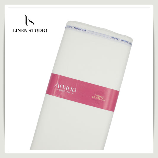 Arvind Cream 60's Satin - 100% Premium Cotton Shirting - Linen Studio