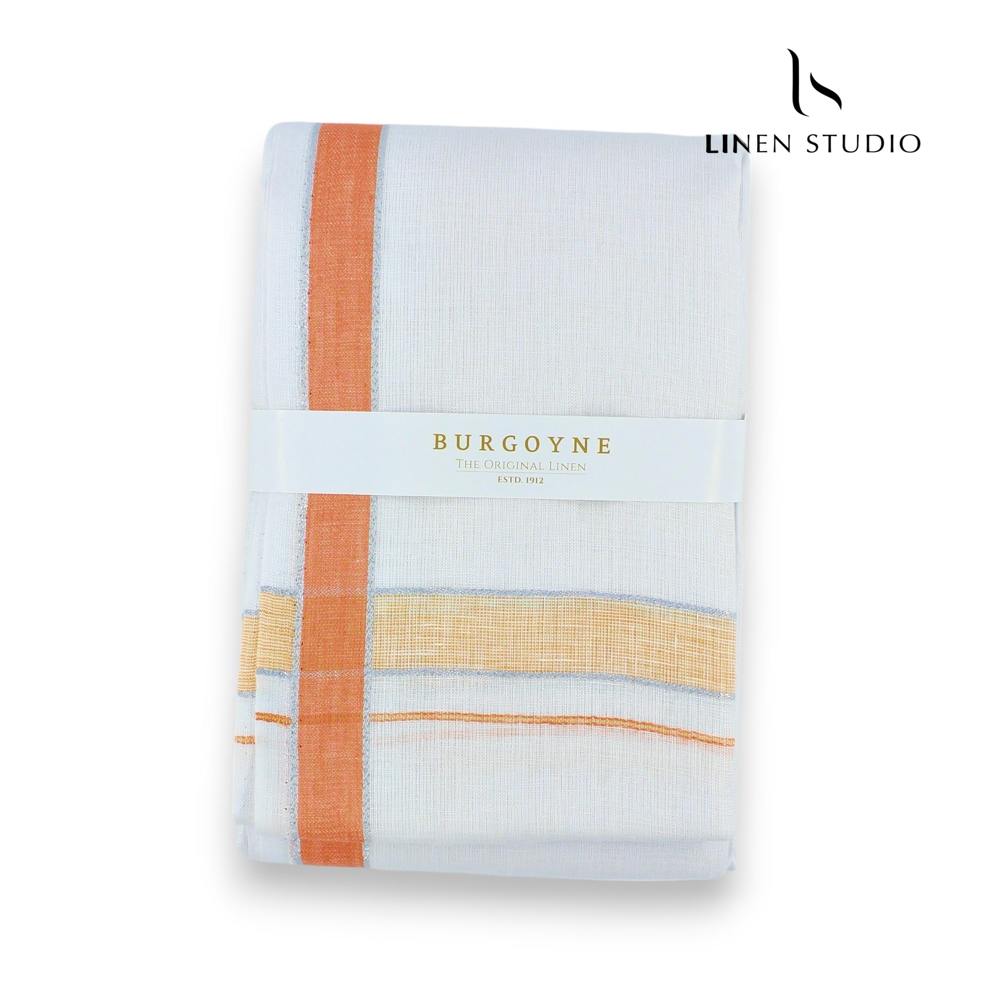 Orange Border - Pure Linen Dhoti by Burgoyne - Linen Studio