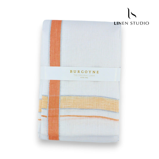 Orange Border - Pure Linen Dhoti by Burgoyne - Linen Studio