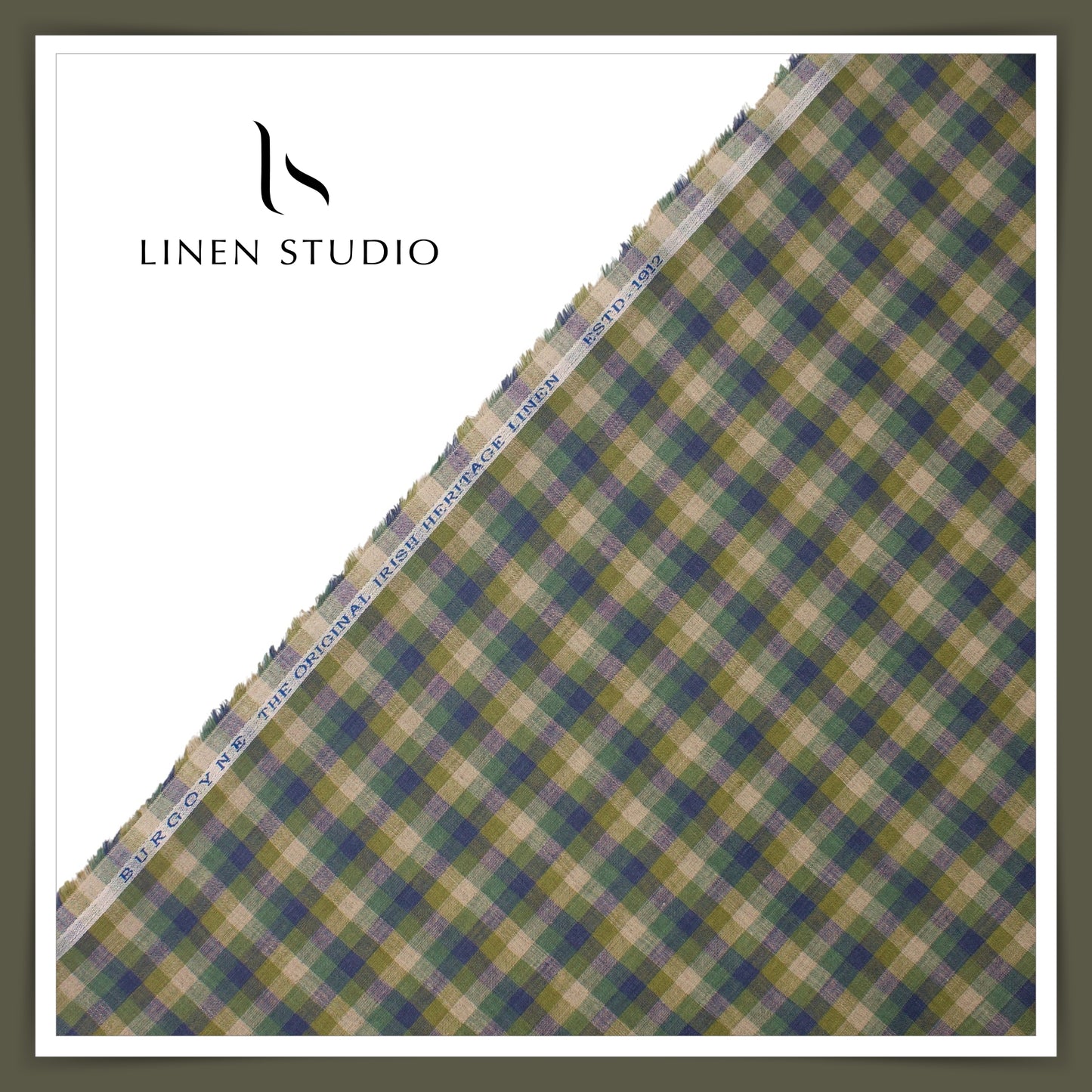 1.30 MTR SHIRTING - 60 LEA PURE LINEN CHECKS BY BURGOYNE EB 103 (FLAT RATE)