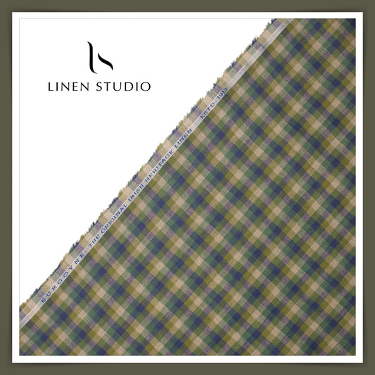 1.30 MTR SHIRTING - 60 LEA PURE LINEN CHECKS BY BURGOYNE EB 103 (FLAT RATE)