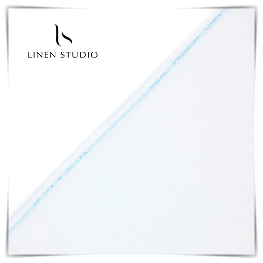 1.10 MTR SUITING - 25 LEA LINEN BY LINEN FIESTA - BRIGHT WHITE (FLAT RATE)