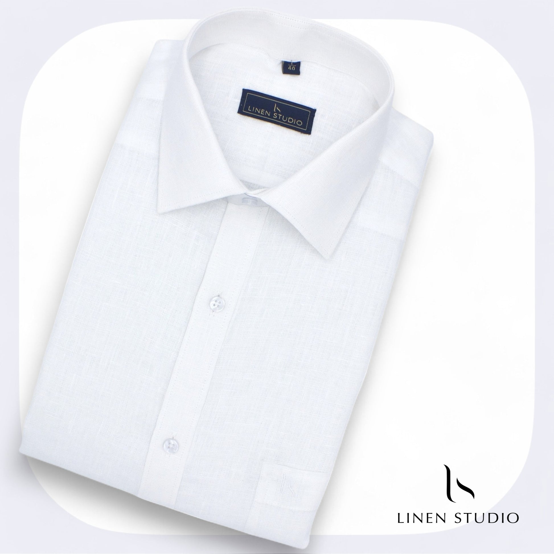 40 Lea White Readymade Pure Linen Shirt - Linen Studio