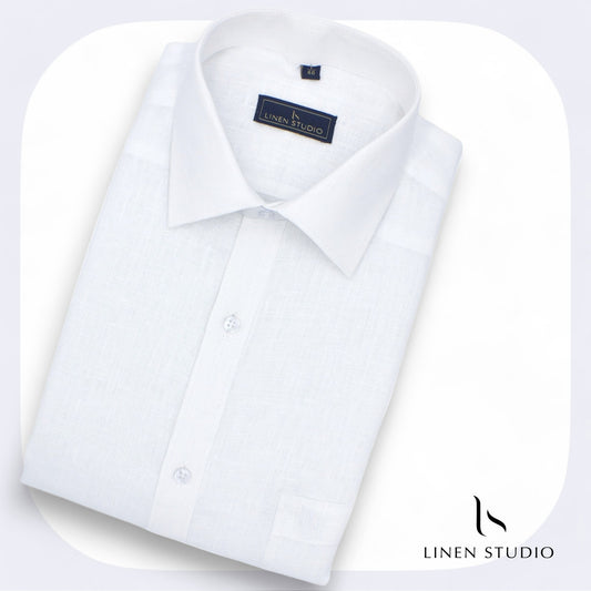 40 Lea White Readymade Pure Linen Shirt - Linen Studio